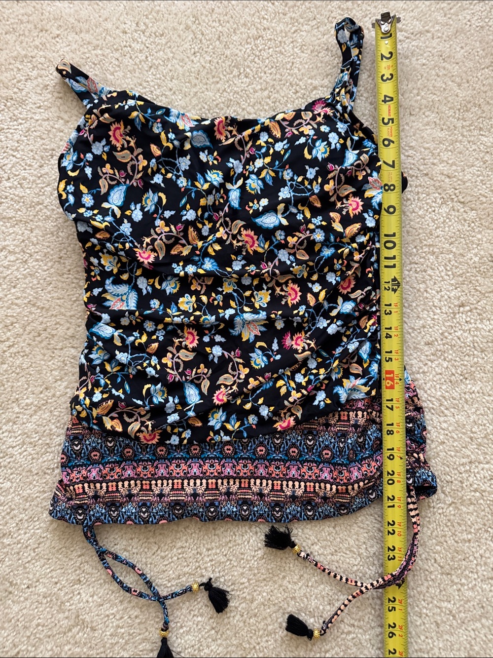 Floral Black Boho Tankini Top